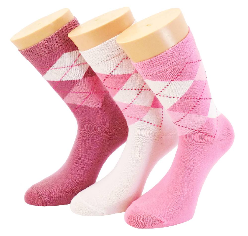 Shimasocks Damen Socken Argyle Design 3er Pack