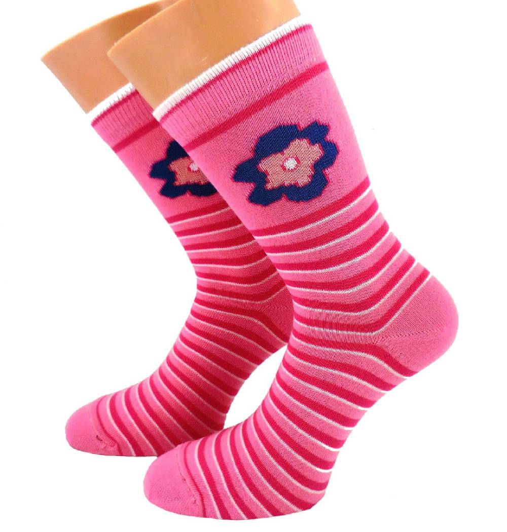 Shimasocks Kinder Socken Geringelt Mit Blume