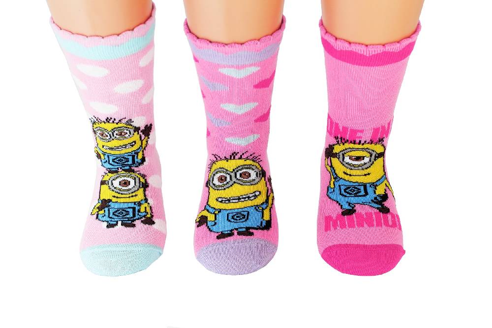 Shimasocks Minions Mädchen 3er Pack Socken - rosè