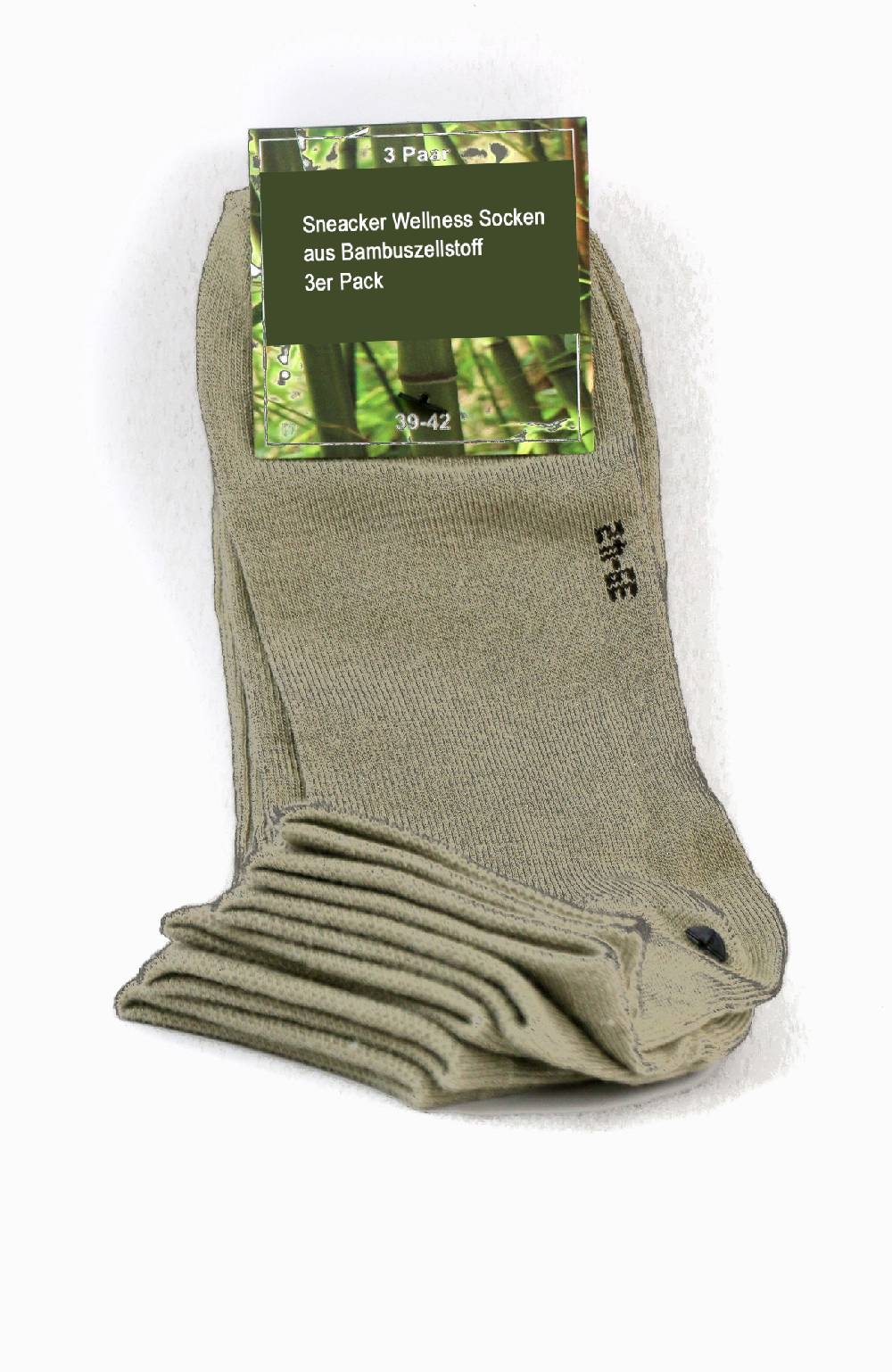 Shimasocks Sneacker Wellness-Socken aus Bambuszellstoff Damen khaki 3er Pack