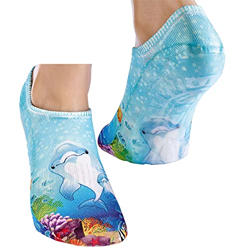Shimasocks Tolle Beach & Pool Socks - Wattwandersocken - Strand Socken mit Delfin Motiv