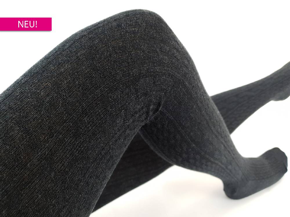 Shimasocks Warme Damen Baumwoll Strumpfhose grob gestrickt Zopfmuster Trachten Winter