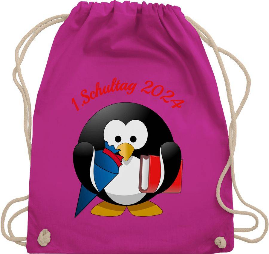 Shirtracer 1. Schultag 2024 Pinguin Schultüte Buch: Tshirt Gym Bag Shirtracer