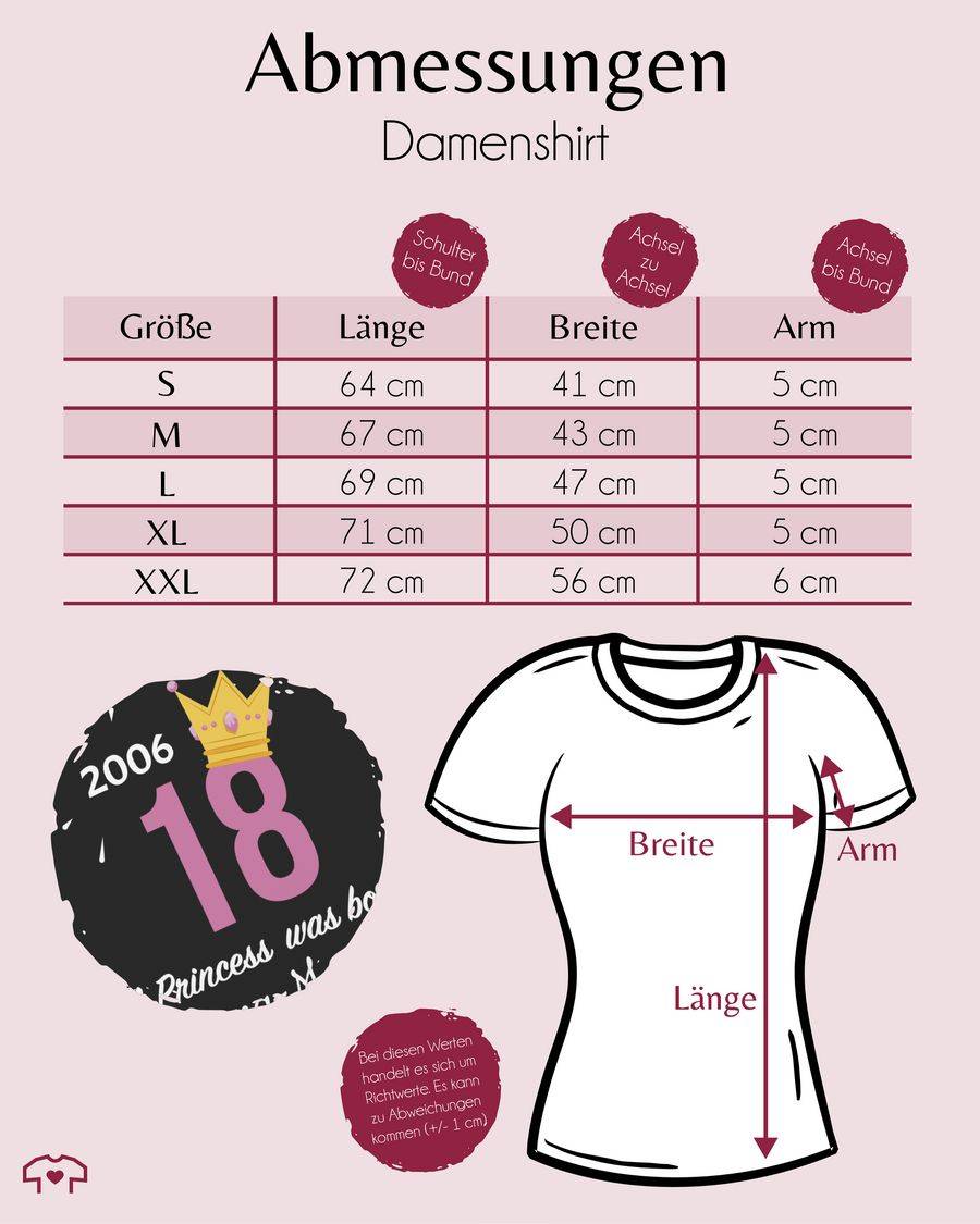 Shirtracer 2006 A Princess Was Born - Zum Achzehnten - Mit Name Shirts & Mehr Shirtracer