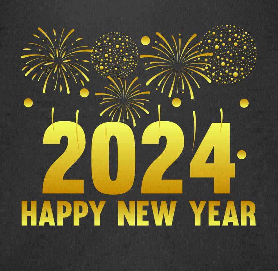 Shirtracer 2024 Happy New Year Feuerwerk Gold: T-Shirt Turnbeutel Shirtracer