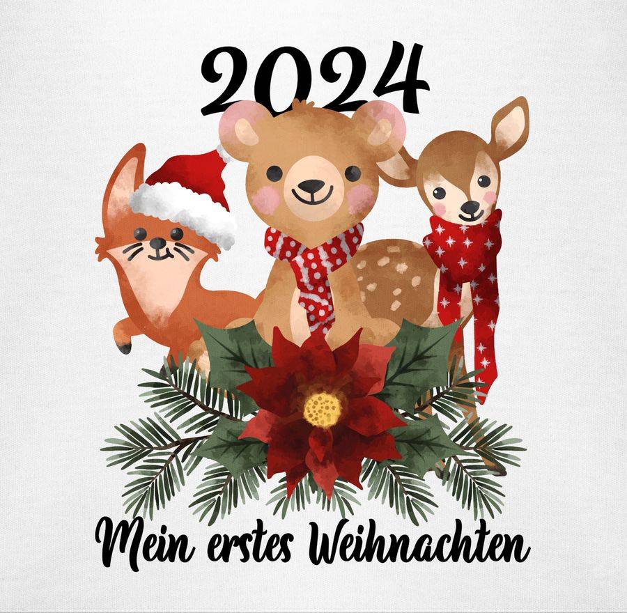 Shirtracer 2024 Mein Erstes Weihnachten Mit Süßen Tieren - Schwarz: Tshirt Rucksack Shirtracer