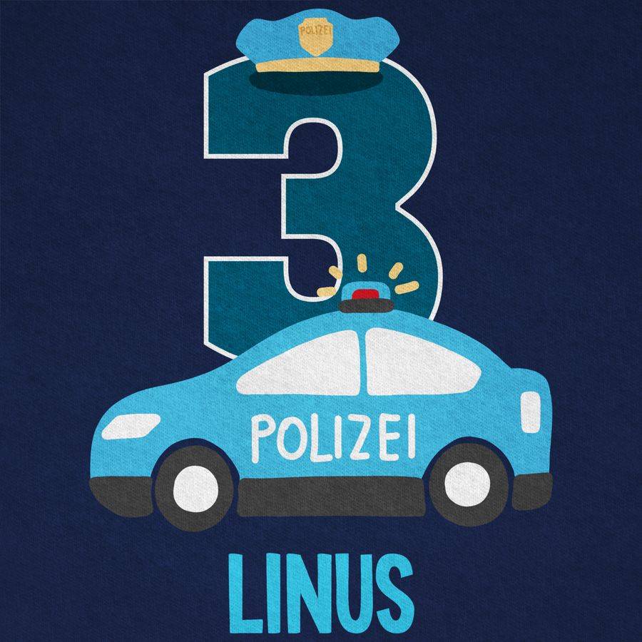 Shirtracer 3 Geburtstag Polizei Polizeiauto Polizeifahrzeuge Polizeiparty Shirtracer
