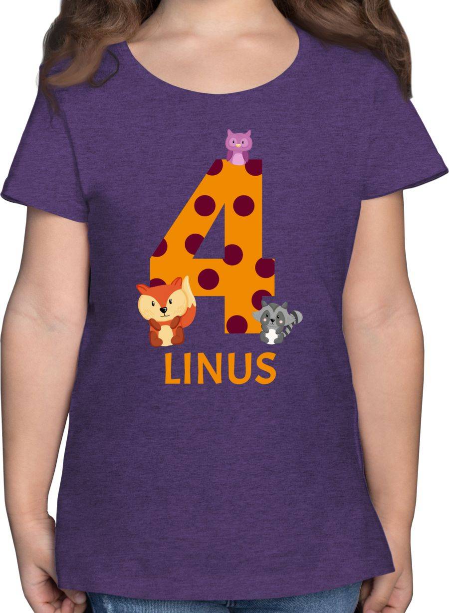 Shirtracer 4 Geburtstag Waldtiere Bär Waschbär Fuchs Eule: T-Shirt Gym Bag Shirtracer