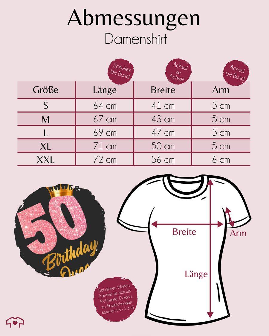 Shirtracer 50 Birthday Queen Geburtstags Königin Geburtstagsgeschenk 50 Shirts & Mehr Shirtracer