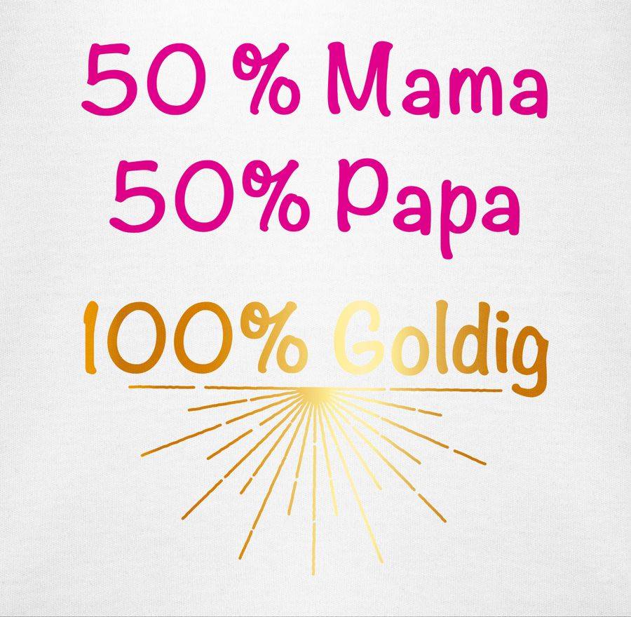 Shirtracer 50% Papa 50% Mama 100& Goldig -Rosa Shirts & Mehr Shirtracer