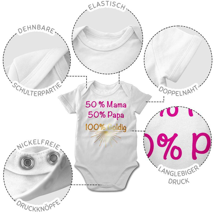 Shirtracer 50% Papa 50% Mama 100& Goldig -Rosa Shirts & Mehr Shirtracer