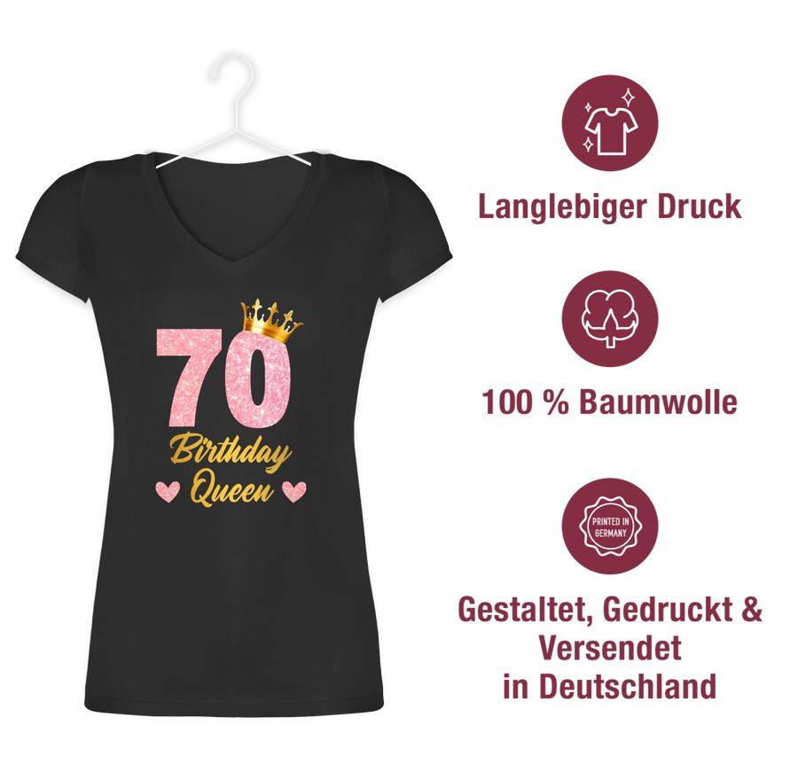 Shirtracer 70 Birthday Queen Geburtstags Königin Geburtstagsgeschenk 70: T-Shirt Rucksack Shirtracer