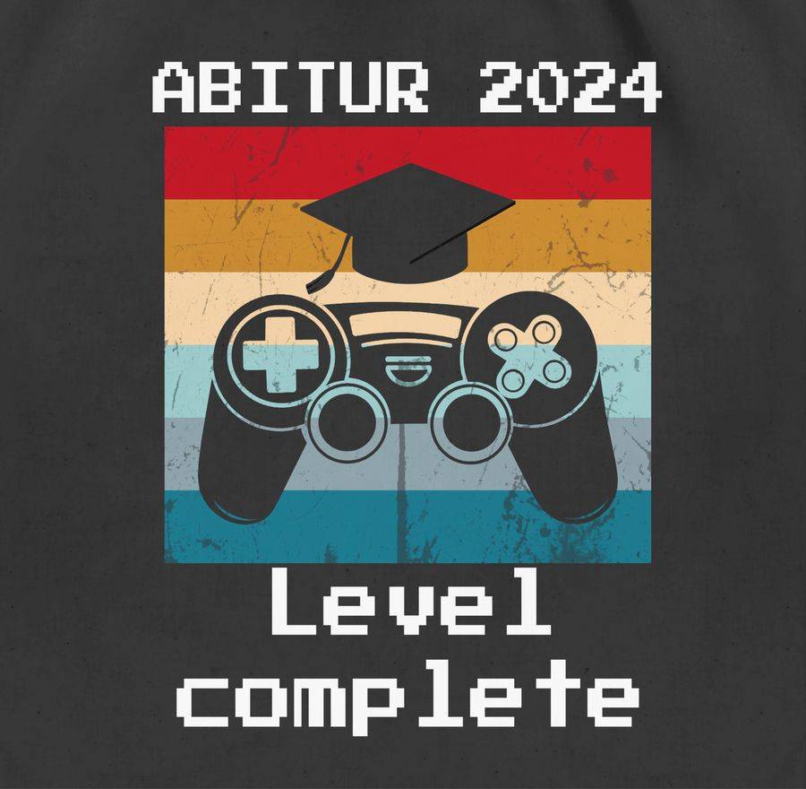 Shirtracer Abitur 2024 Level Complete Vintage: T-Shirt Rucksack Shirtracer