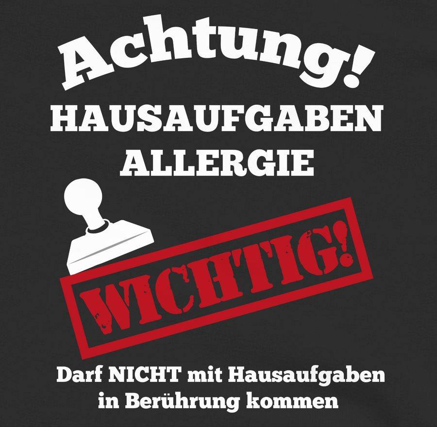 Shirtracer Achtung Hausaufgaben Allergie: T-Shirt Rucksack Shirtracer