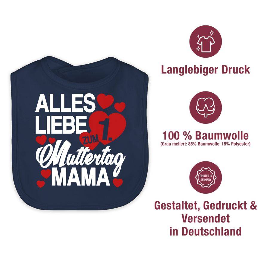 Shirtracer Alles Liebe Zum 1. Muttertag Mama - Rot/weiß: T-Shirt Turnbeutel Shirtracer