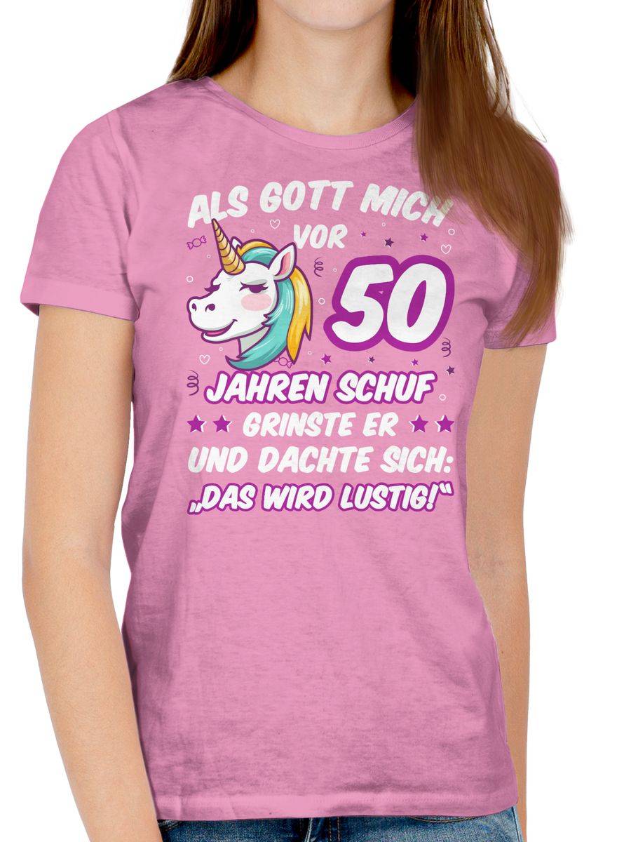 Shirtracer Als Gott Mich Vor 50 Jahren Schuf Grinste Er - Einhorn Einhornkopf: T-Shirt Ruck Shirtracer