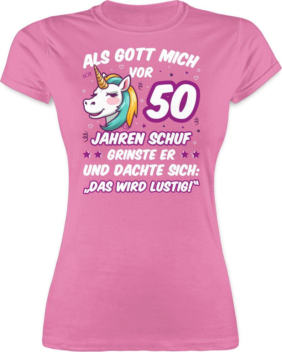 Shirtracer Als Gott Mich Vor 50 Jahren Schuf Grinste Er - Einhorn Einhornkopf: T-Shirt Ruck Shirtracer