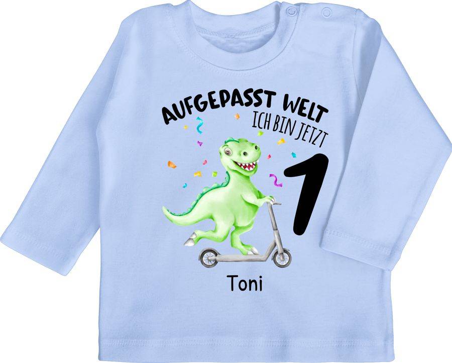 Shirtracer Aufgepasst Welt - Ich bin jetzt 1 - Dino Dinosaurier Shirts & Mehr Shirtracer