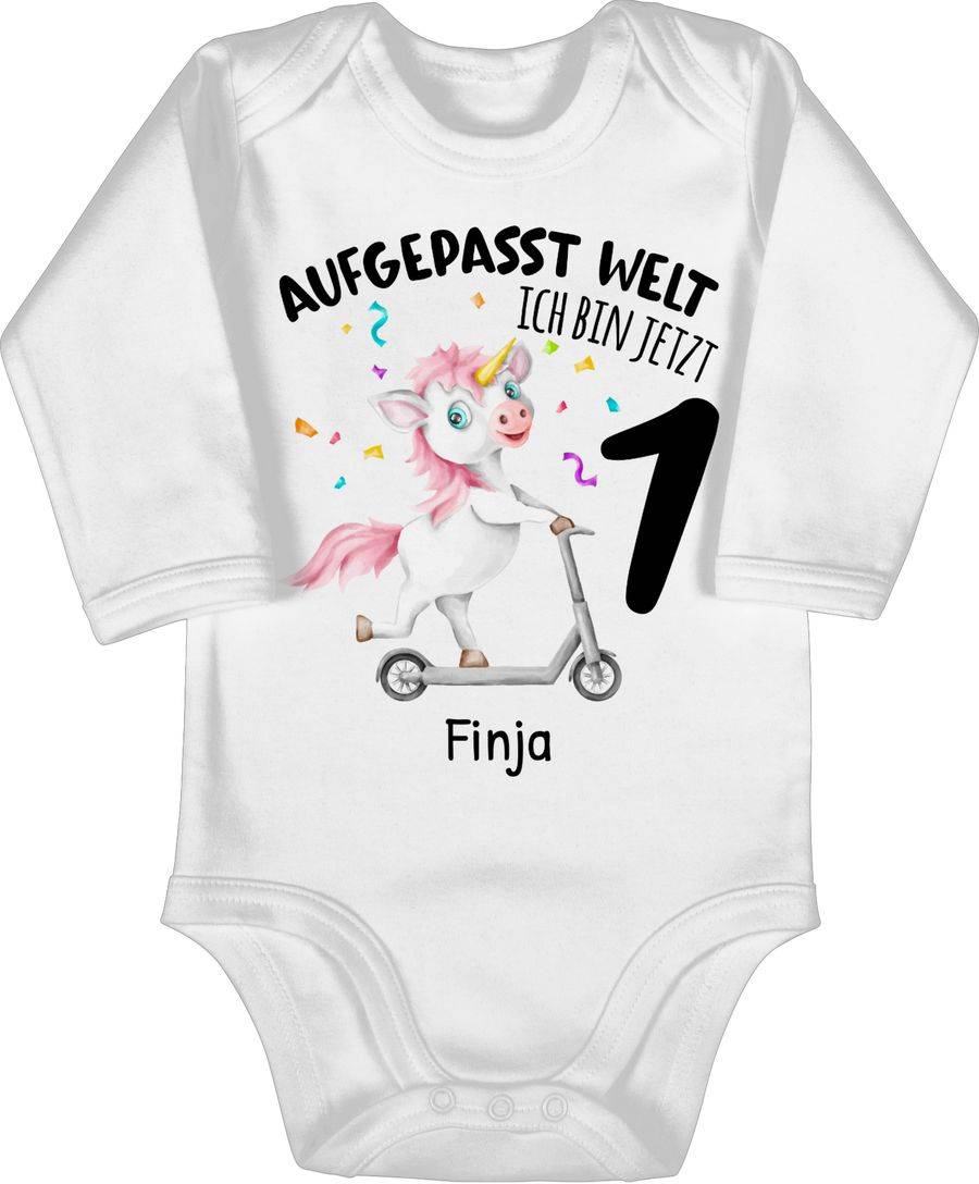 Shirtracer Aufgepasst Welt - Ich bin jetzt 1 - Geburtstagsoutfit Einhorn Ich bin 1 Geschenk Shirtracer