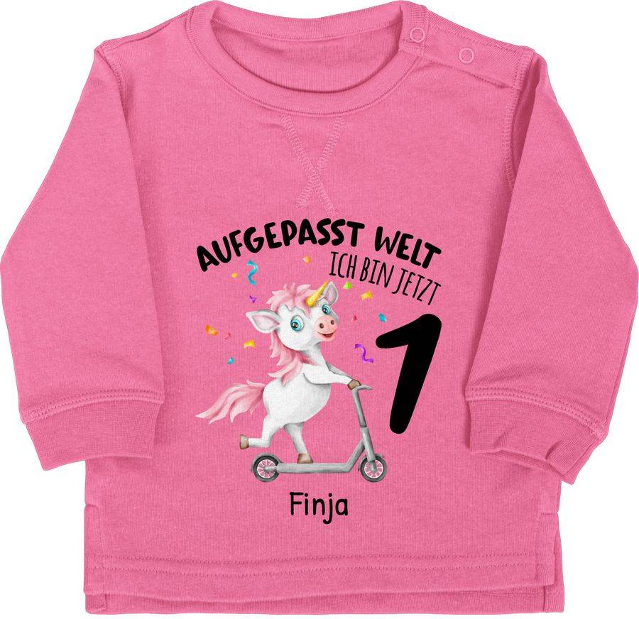 Shirtracer Aufgepasst Welt - Ich bin jetzt 1 - Geburtstagsoutfit Einhorn Ich bin 1 Geschenk Shirtracer