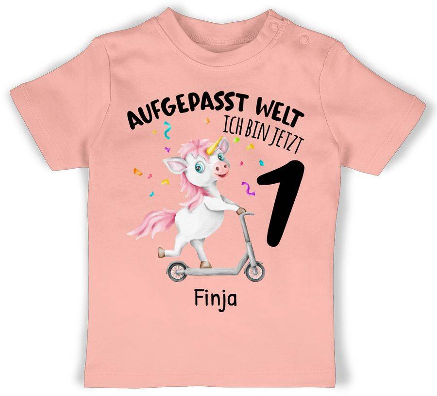 Shirtracer Aufgepasst Welt - Ich bin jetzt 1 - Geburtstagsoutfit Einhorn Ich bin 1 Geschenk Shirtracer