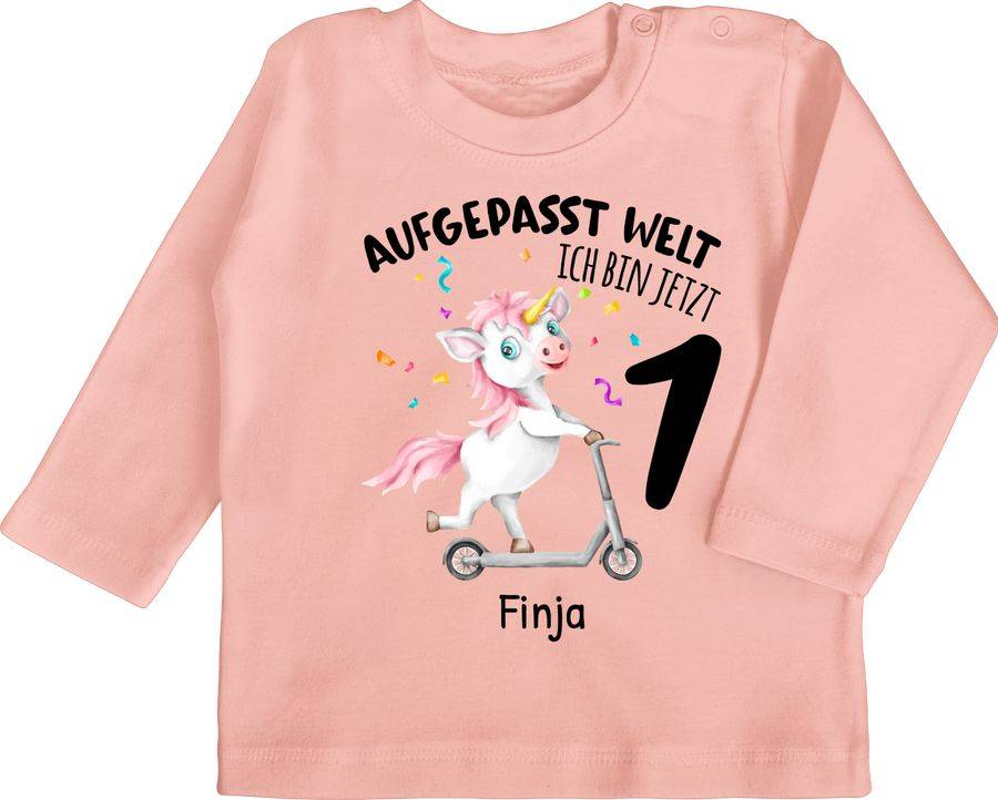 Shirtracer Aufgepasst Welt - Ich bin jetzt 1 - Geburtstagsoutfit Einhorn Ich bin 1 Geschenk Shirtracer
