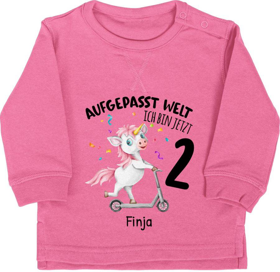 Shirtracer Aufgepasst Welt - Ich bin jetzt 2 - Einhorn mit Name zum Zweiten: T-Shirt Gym Ba Shirtracer