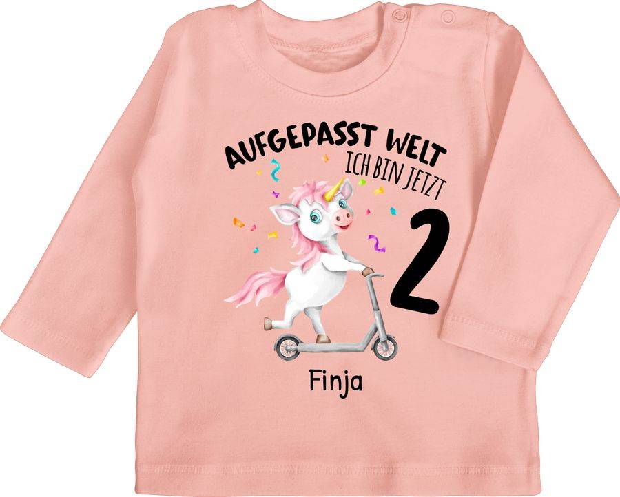 Shirtracer Aufgepasst Welt - Ich bin jetzt 2 - Einhorn mit Name zum Zweiten: T-Shirt Gym Ba Shirtracer