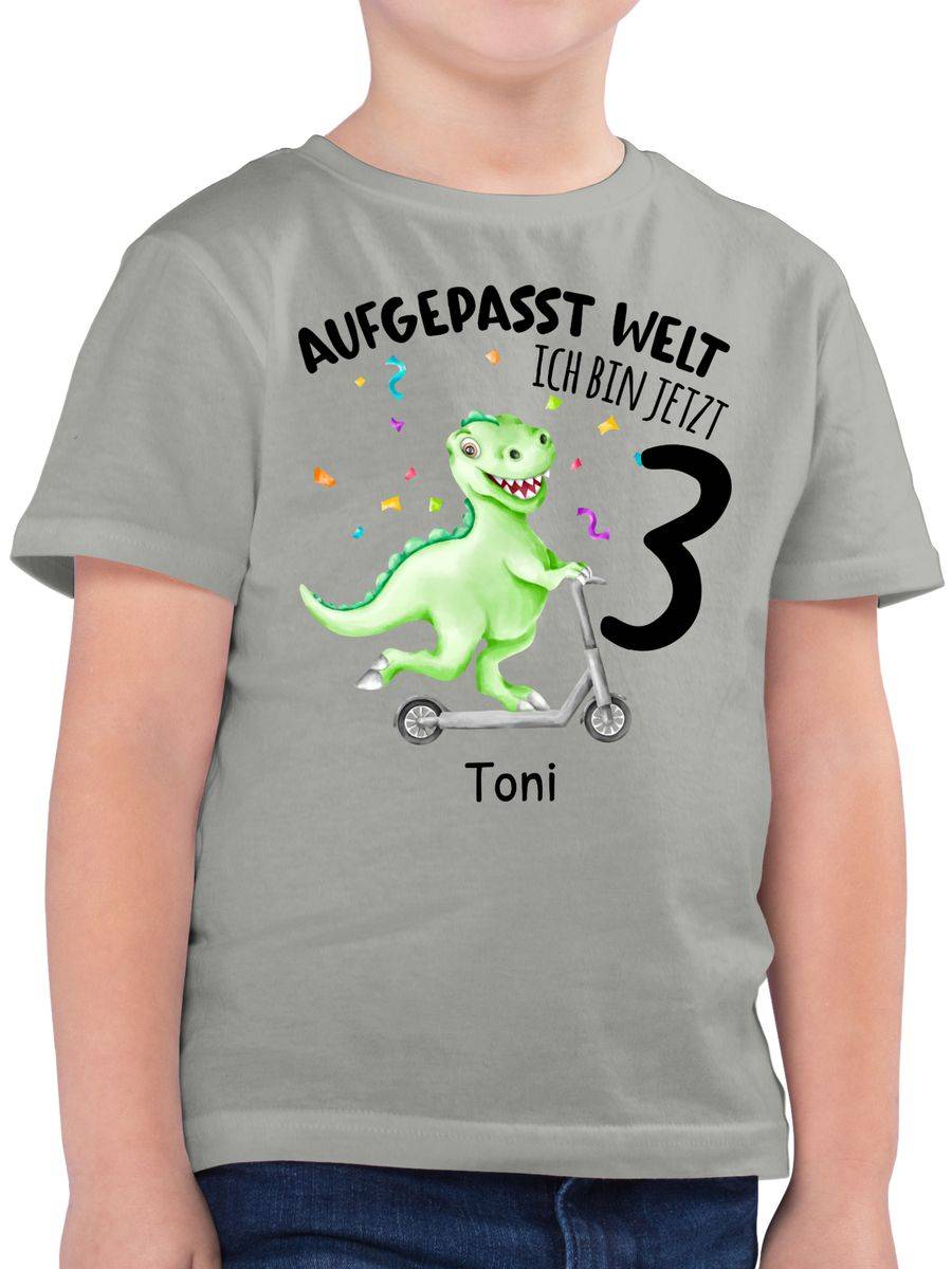 Shirtracer Aufgepasst Welt - Ich bin jetzt 3 - Dino Dinosaurier Saurier Shirts & Mehr Shirtracer
