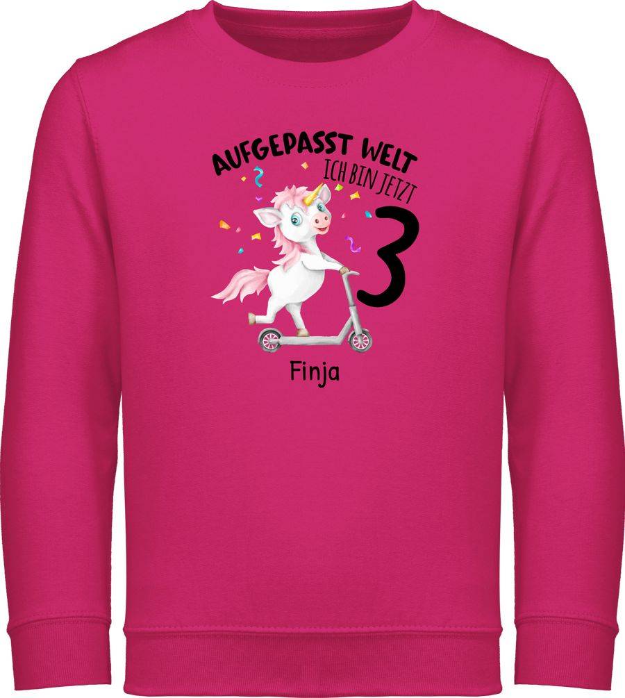 Shirtracer Aufgepasst Welt - Ich bin jetzt 3 - Einhorn mit Name zum Dritten Shirts & Mehr Shirtracer