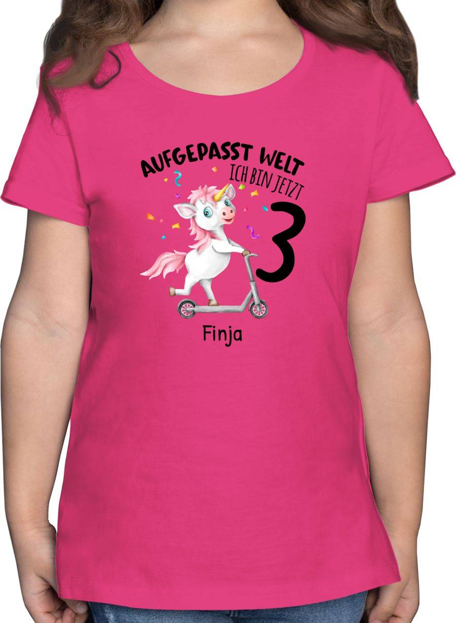 Shirtracer Aufgepasst Welt - Ich bin jetzt 3 - Einhorn mit Name zum Dritten Shirts & Mehr Shirtracer