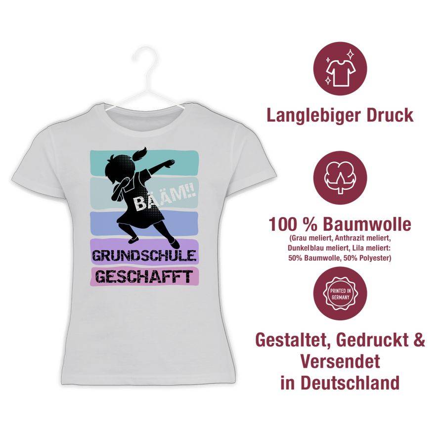 Shirtracer Bääm!! Grundschule Geschafft Mädchen: T-Shirt Rucksack Shirtracer