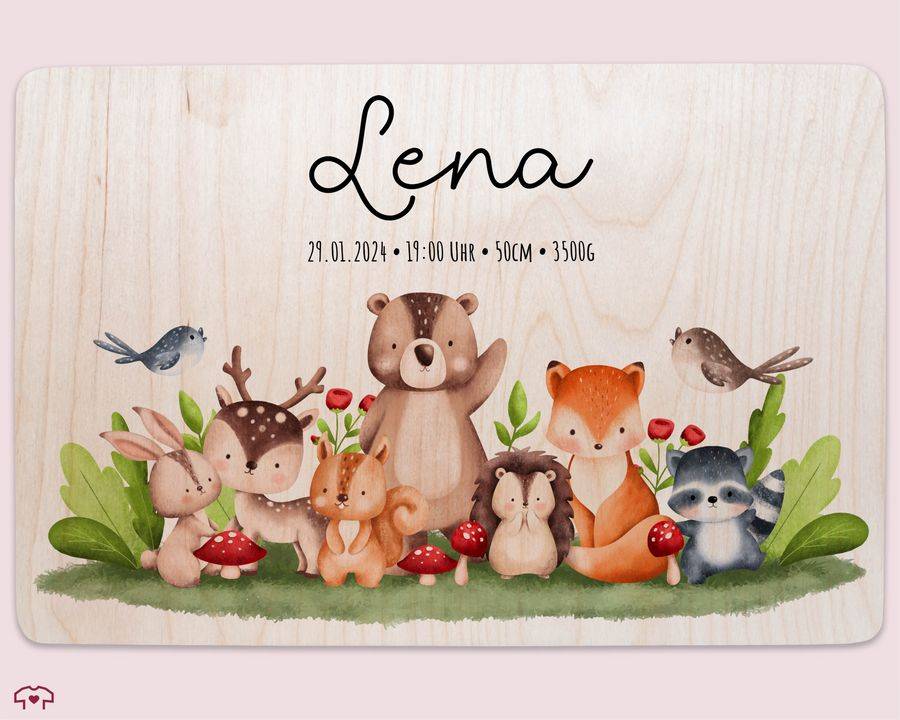 Shirtracer Baby Erinnerungsbox Waldtiere Holzkiste Zur Geburt Personalisiert Mit Name Dat Shirtracer