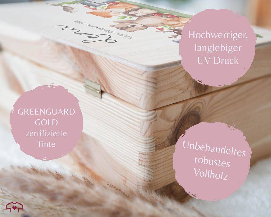 Shirtracer Baby Erinnerungsbox Waldtiere Holzkiste Zur Geburt Personalisiert Mit Name Dat Shirtracer