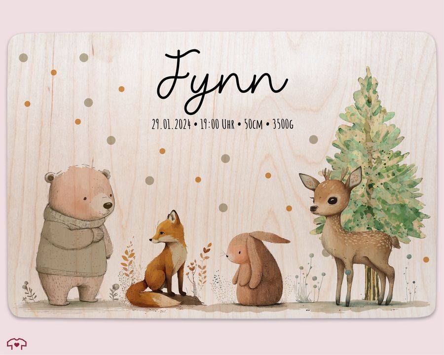 Shirtracer Baby Geschenk Erinnerungsbox Waldtiere Holzkiste Zur Geburt Personalisiert Mit Shirtracer
