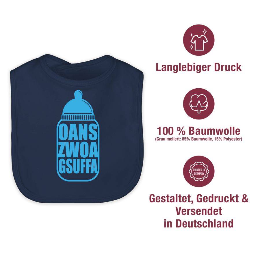 Shirtracer Babyflasche Oans Zwoa Gsuffa Blau Shirts & Mehr Shirtracer