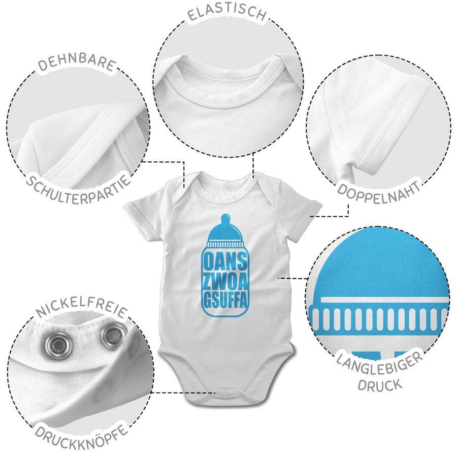 Shirtracer Babyflasche Oans Zwoa Gsuffa Blau Shirts & Mehr Shirtracer