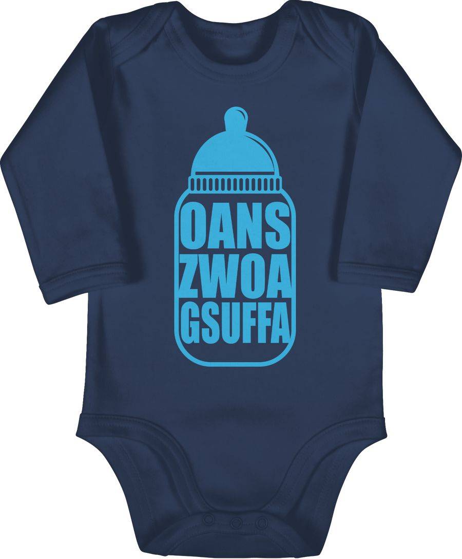 Shirtracer Babyflasche Oans Zwoa Gsuffa blau Shirts & Mehr Shirtracer