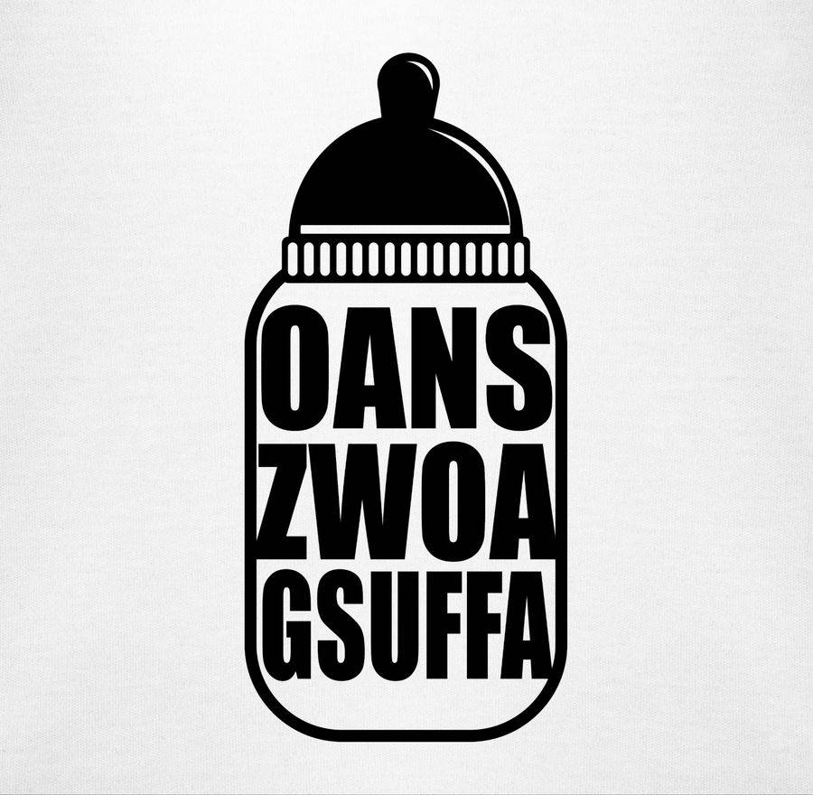 Shirtracer Babyflasche Oans Zwoa Gsuffa Schwarz: Tshirt Turnbeutel Shirtracer