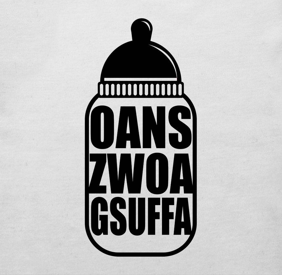 Shirtracer Babyflasche Oans Zwoa Gsuffa Schwarz: Tshirt Turnbeutel Shirtracer