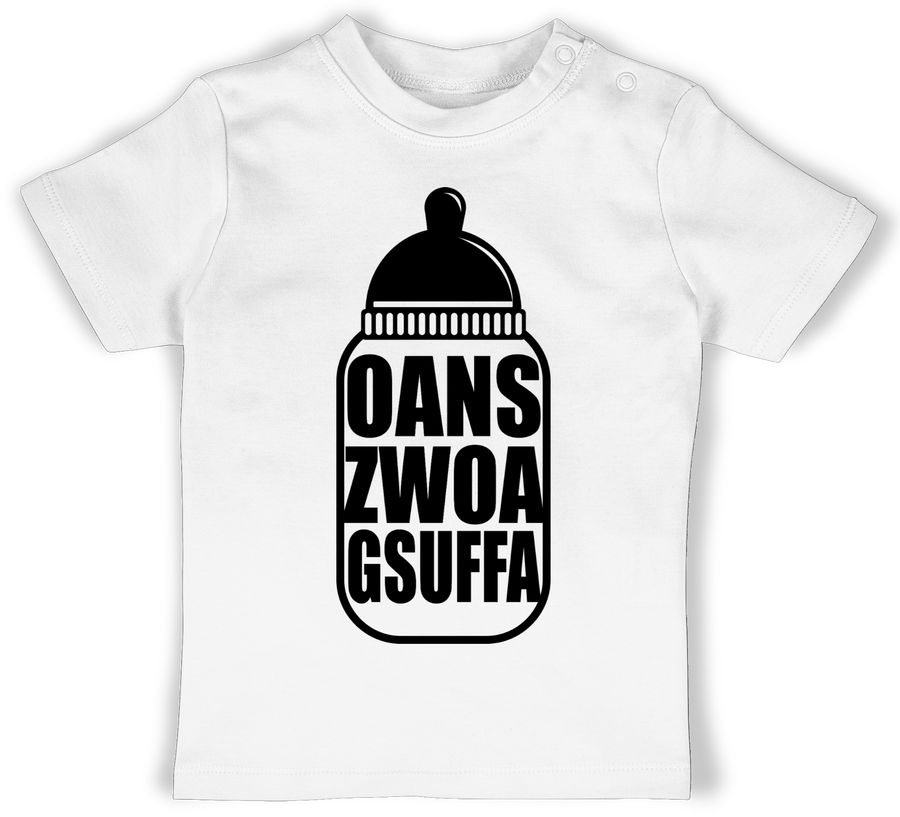 Shirtracer Babyflasche Oans Zwoa Gsuffa schwarz: Tshirt Turnbeutel Shirtracer