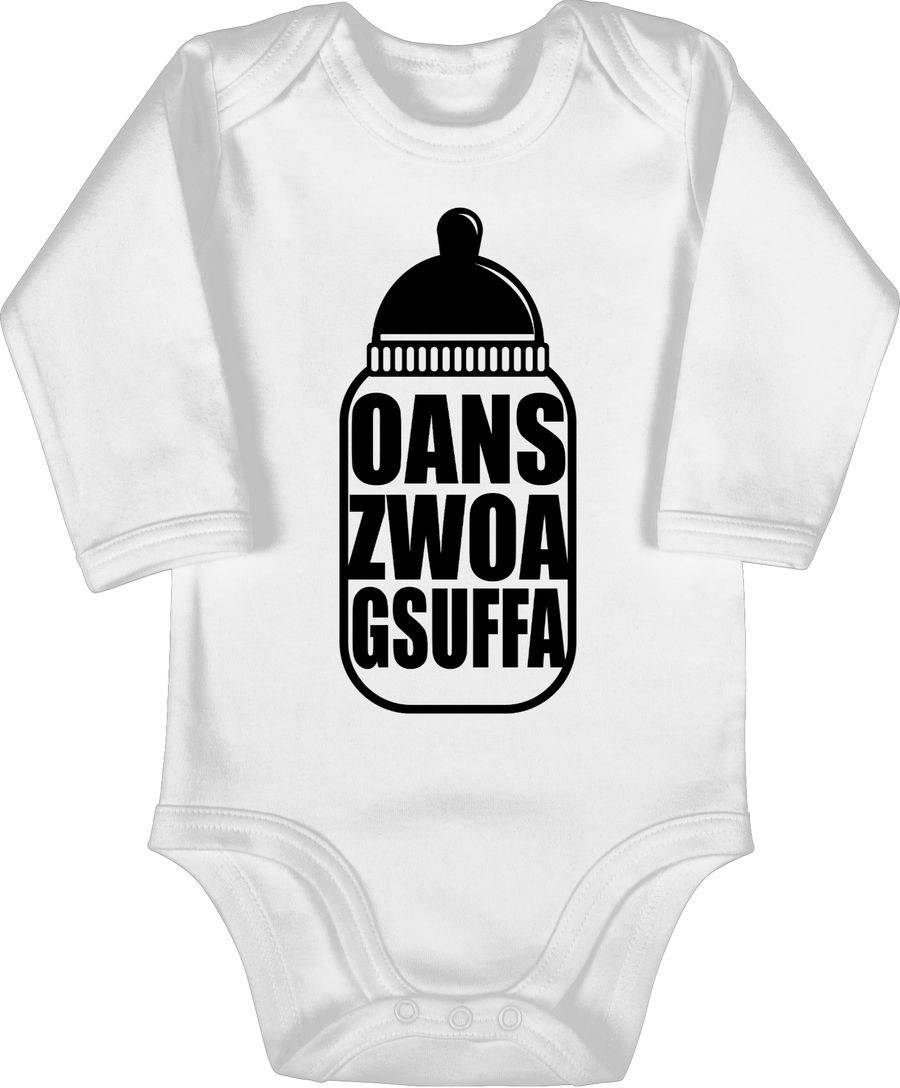 Shirtracer Babyflasche Oans Zwoa Gsuffa schwarz: Tshirt Turnbeutel Shirtracer