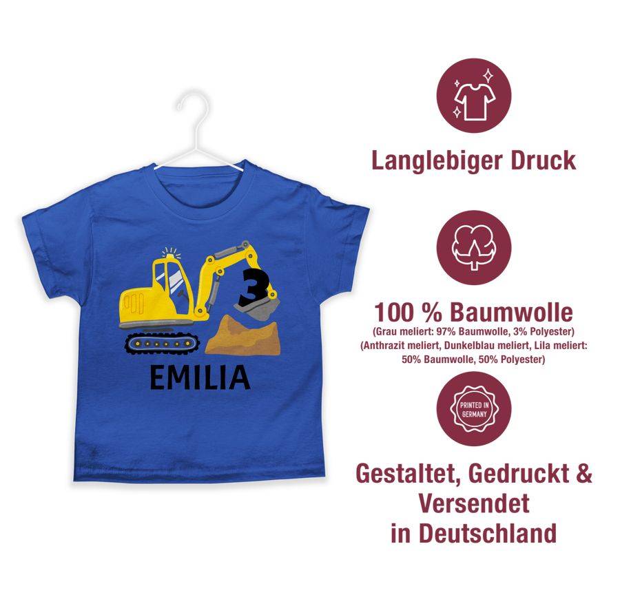 Shirtracer Bagger Mit Name Zum Dritten: Tshirt Turnbeutel Shirtracer