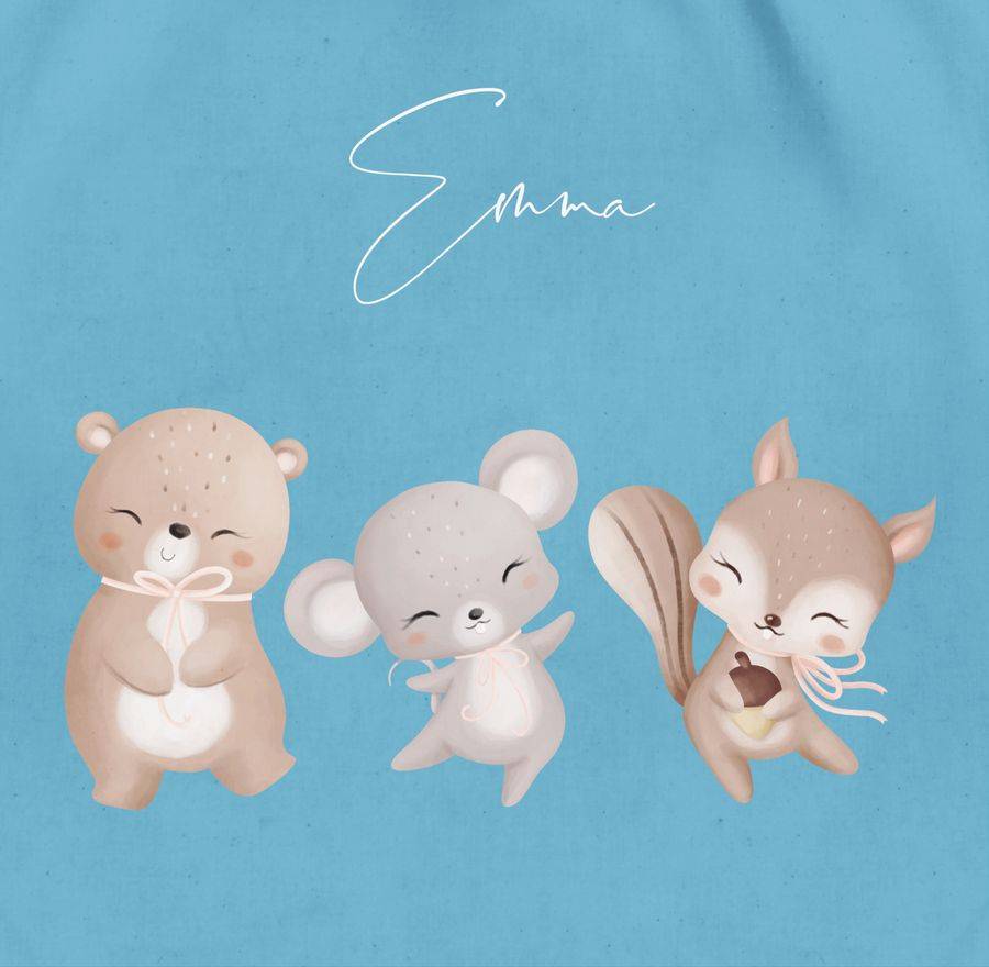 Shirtracer Bär Maus Eichhörnchen Süße Waldtiere Mit Name: Tshirt Turnbeutel Shirtracer