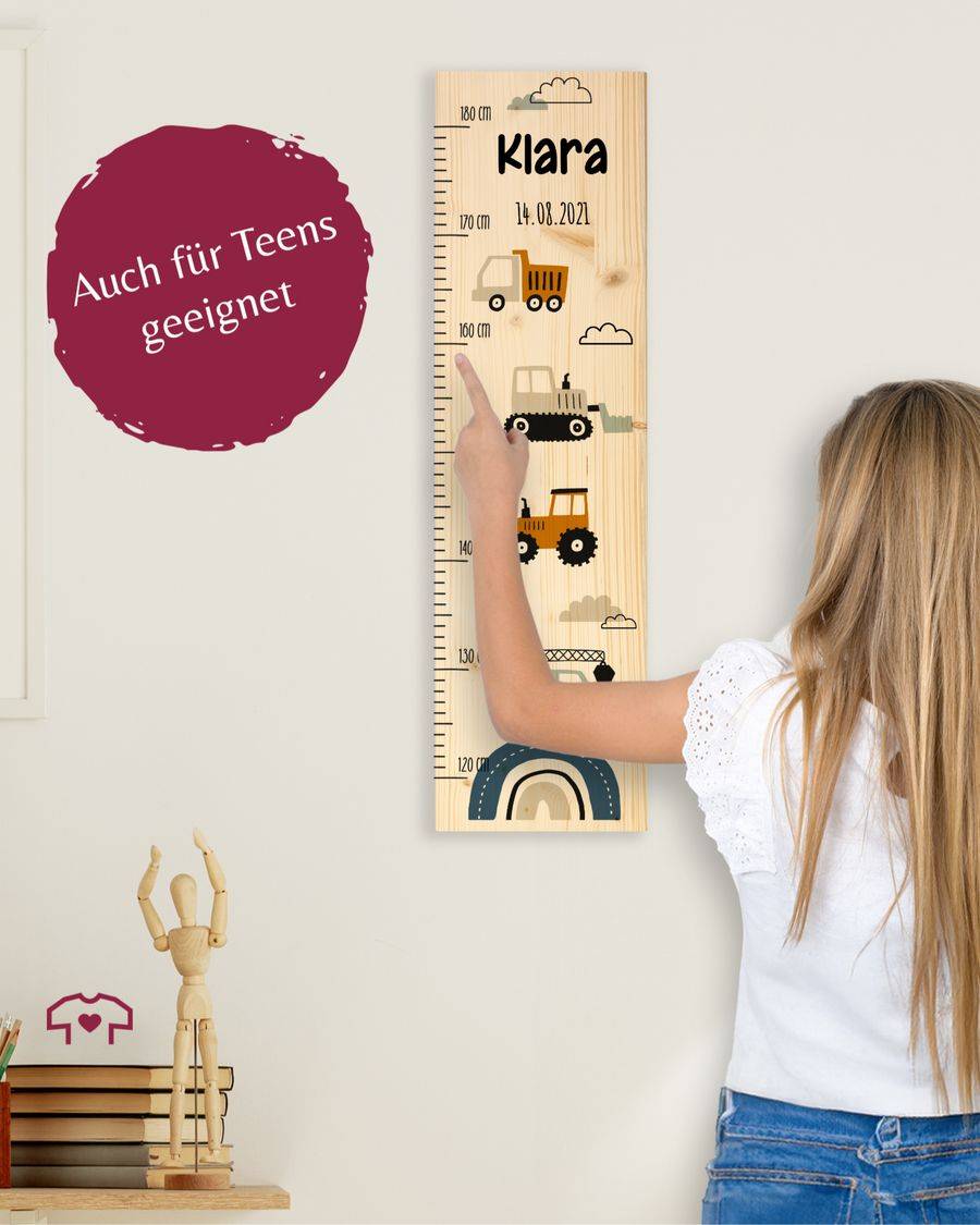 Shirtracer Baustelle Baustellenfahrzeuge Baby Messlatte Kinder Kleinkinderzimmer Kran LKW T Shirtracer