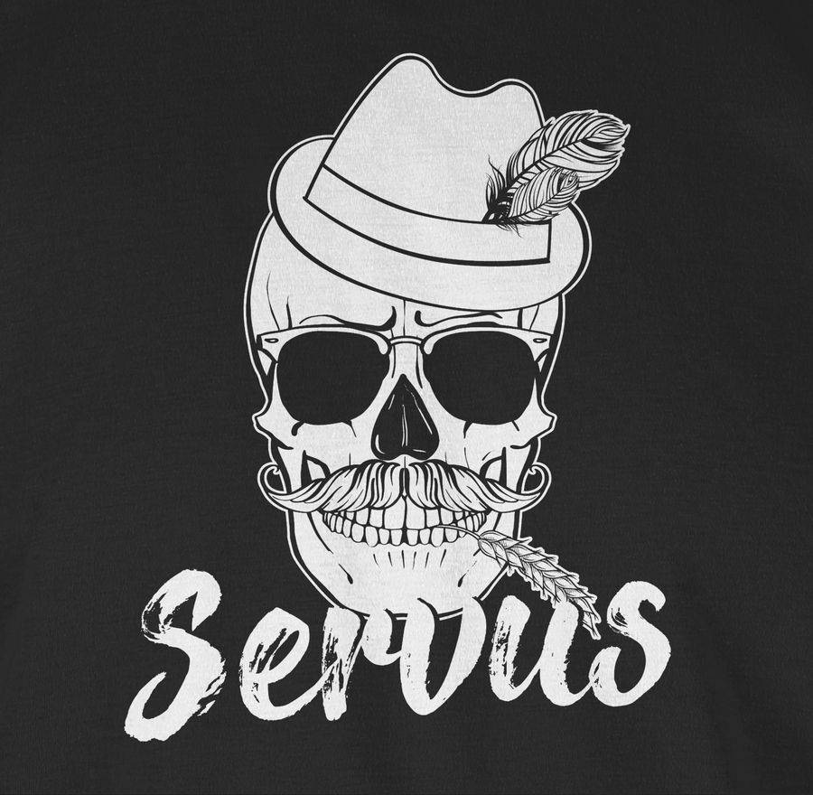 Shirtracer Bayern Totenkopf Servus Weiss: Tshirt Rucksack Shirtracer