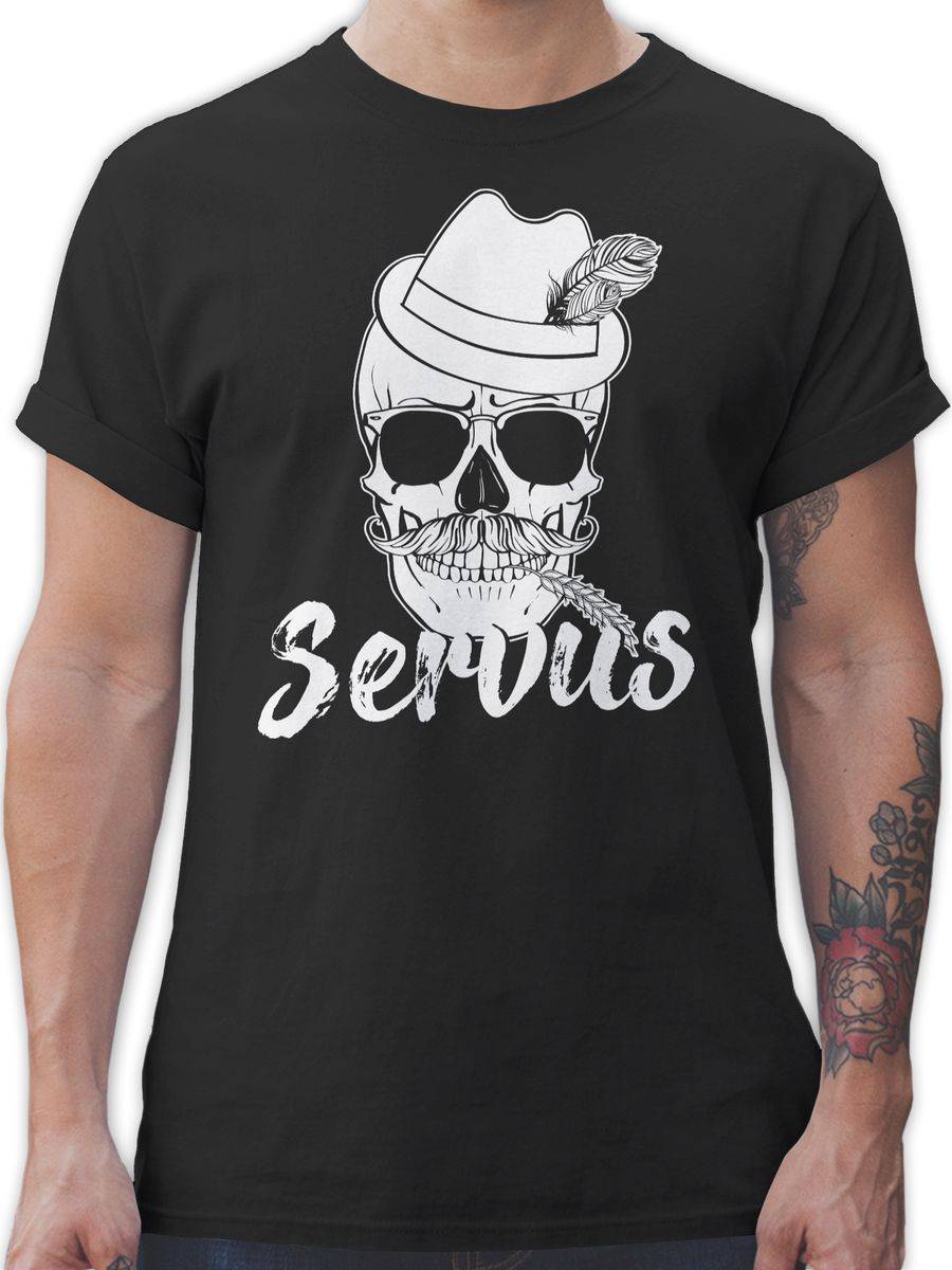 Shirtracer Bayern Totenkopf Servus Weiss: Tshirt Rucksack Shirtracer