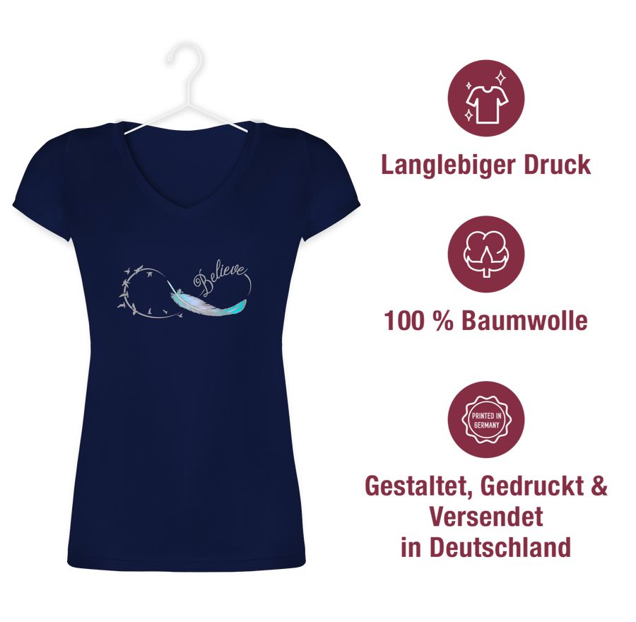 Shirtracer Believe Feder Schwalben Unendlichkeitszeichen Bunt Shirts & Mehr Shirtracer