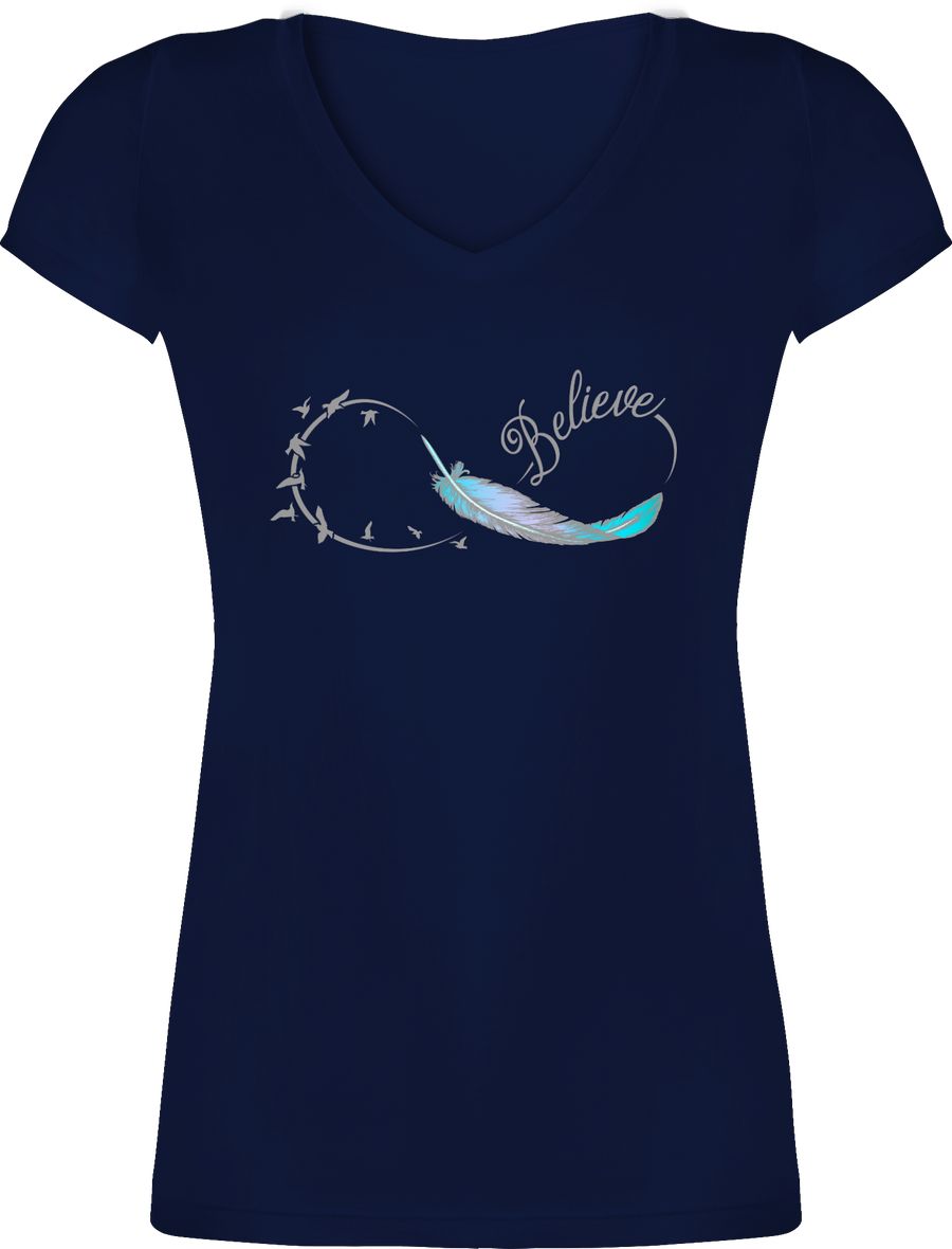 Shirtracer Believe Feder Schwalben Unendlichkeitszeichen Bunt Shirts & Mehr Shirtracer