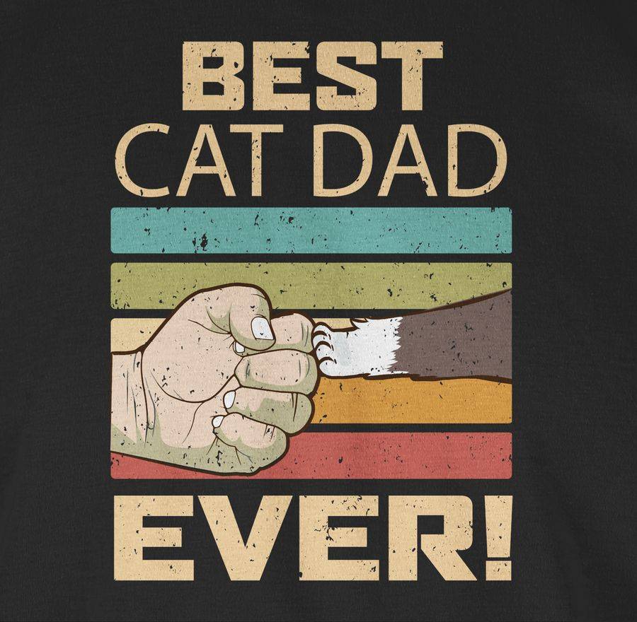Shirtracer Best Cat Dad Ever - Vintage Beige: T-Shirt Turnbeutel Shirtracer